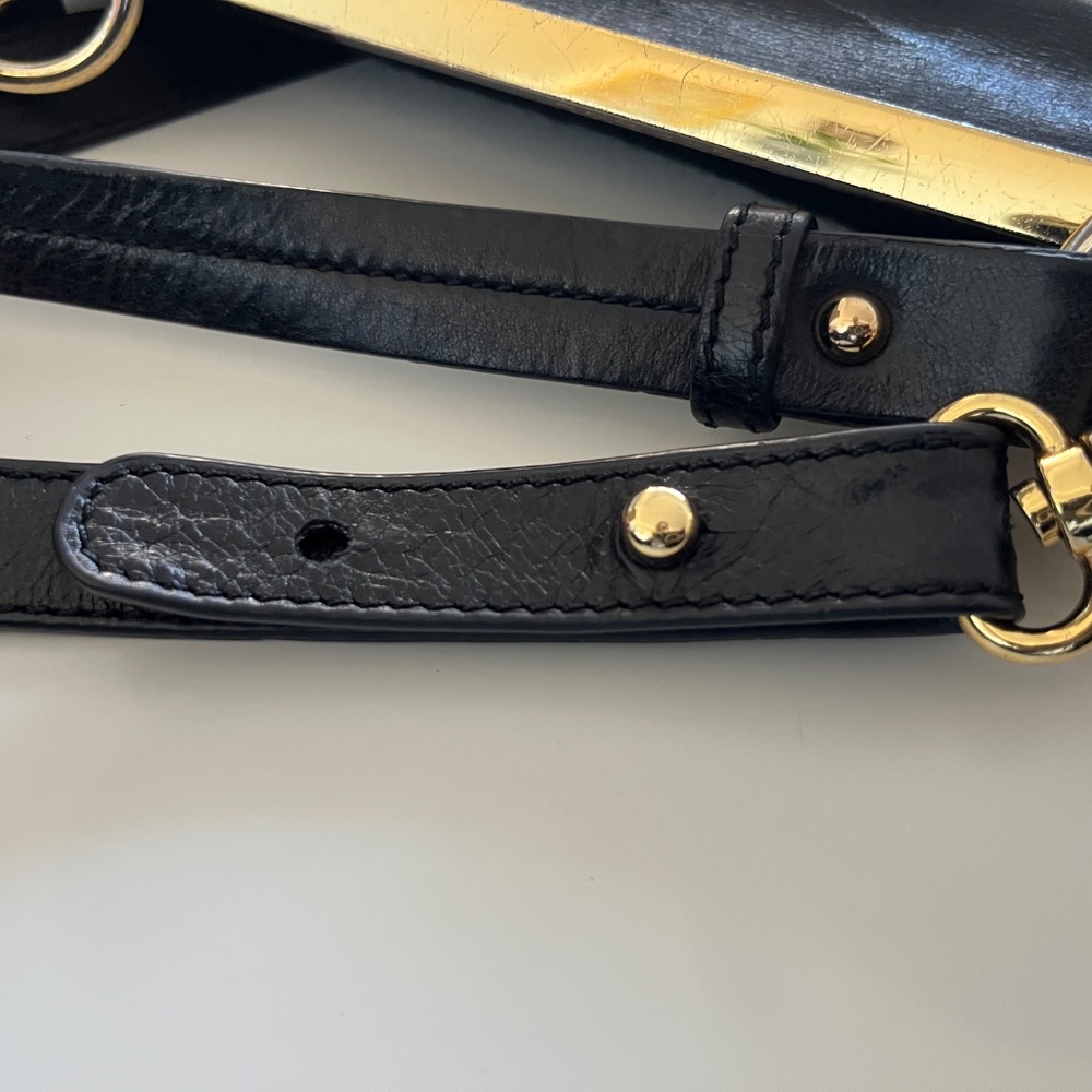 Badgley Mischka Black Leather Cowhide convertible Shoulder Bag - Picture 9 of 10